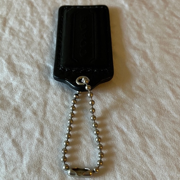 Coach: Black Leather Key Fob Hang Tag/Charm- Silver Tone - Picture 8 of 12